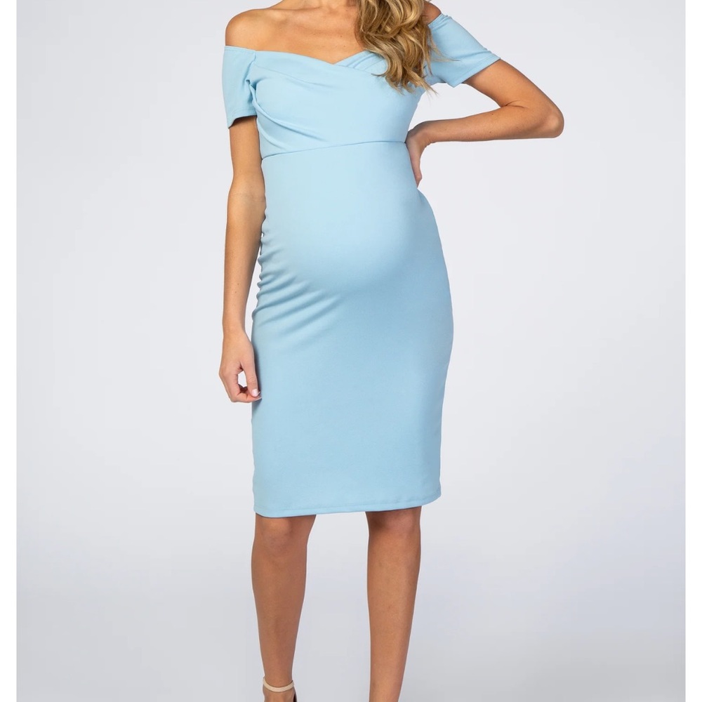 Pink Blush Maternity Off Shoulder Dress